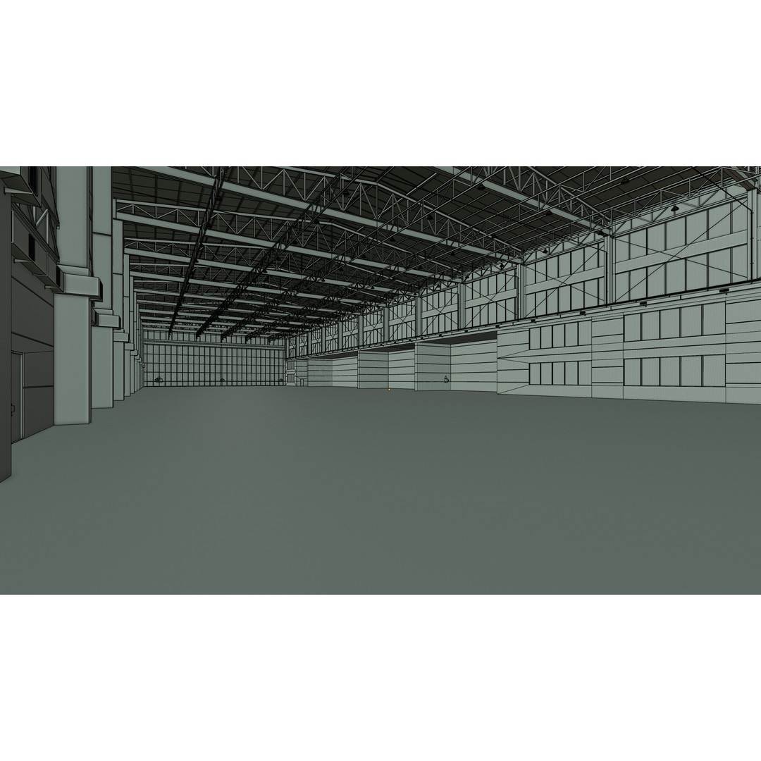 Airplane Hangar 3D Model – Low Poly Interior Scene, FBX, OBJ - View 19