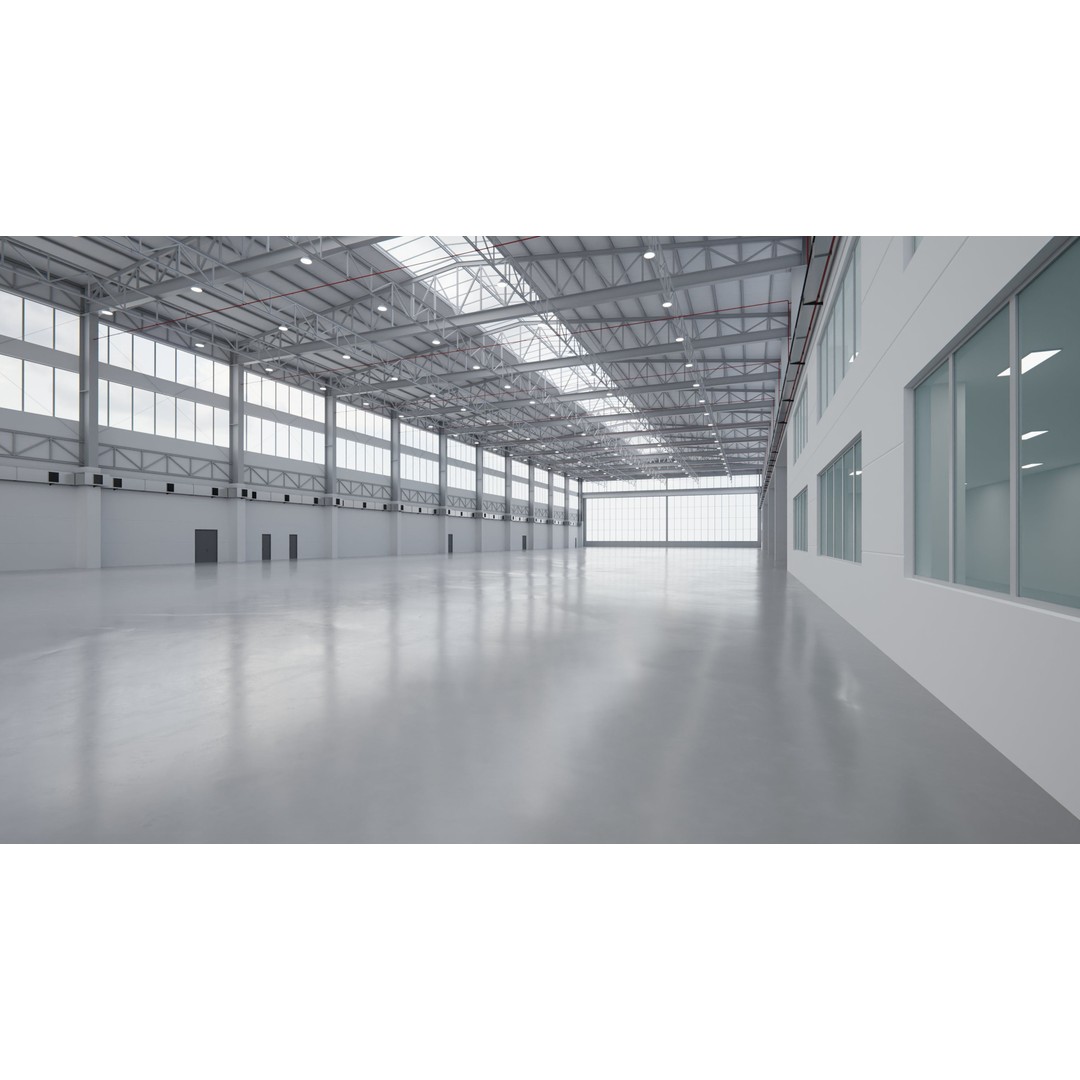 Airplane Hangar 3D Model – Low Poly Interior Scene, FBX, OBJ - View 3
