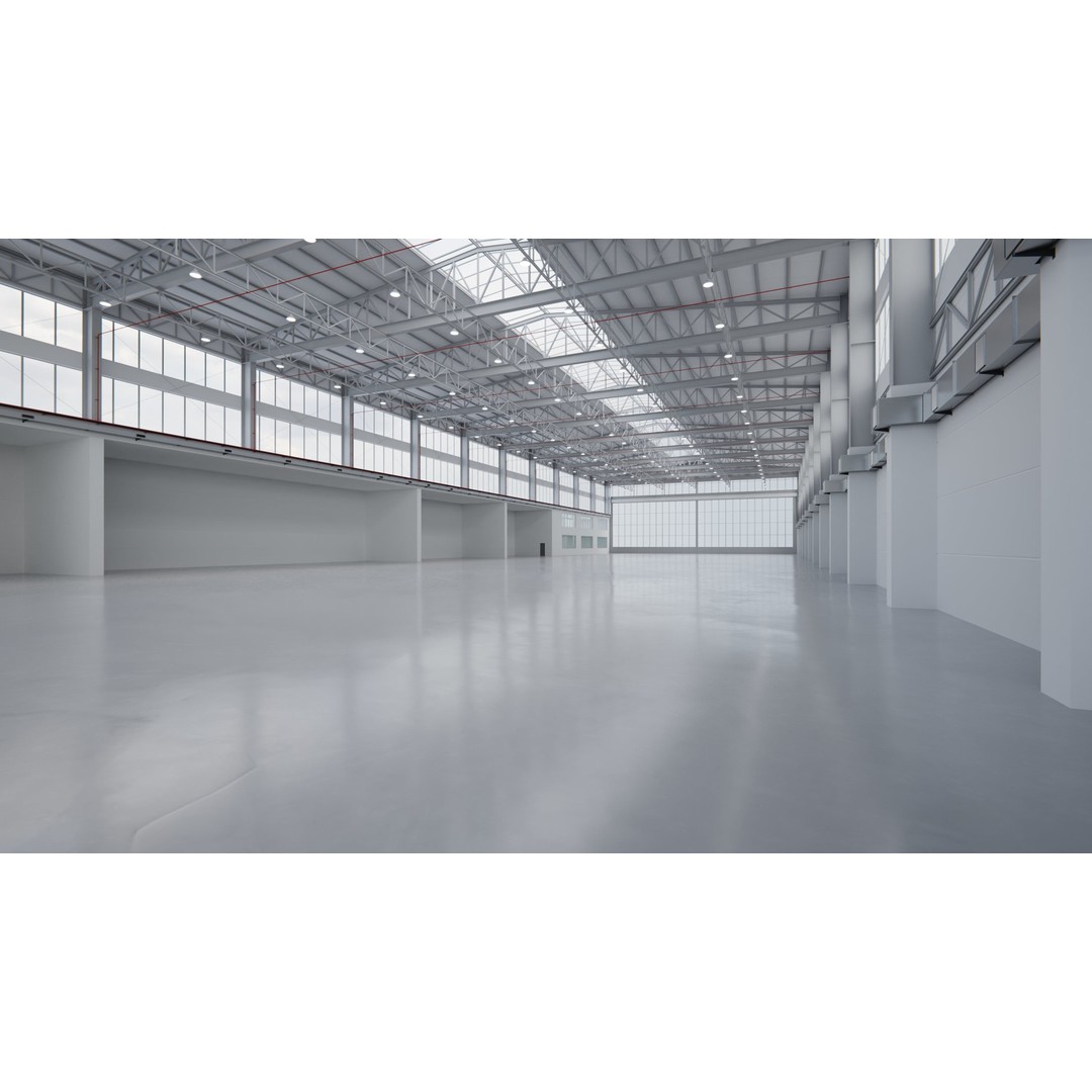 Airplane Hangar 3D Model – Low Poly Interior Scene, FBX, OBJ - View 7