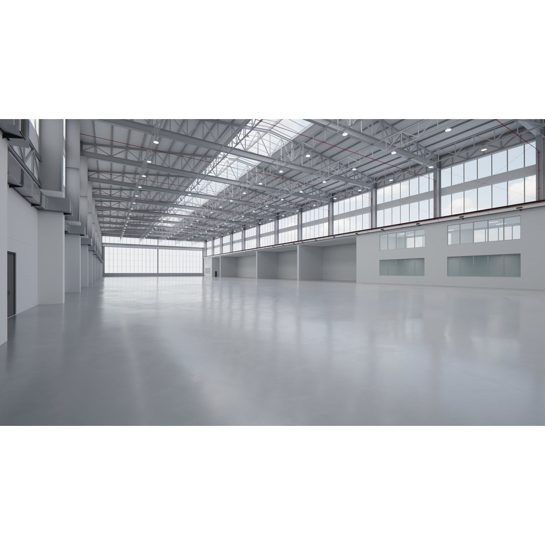 Airplane Hangar 3D Model – Low Poly Interior Scene, FBX, OBJ - View 9