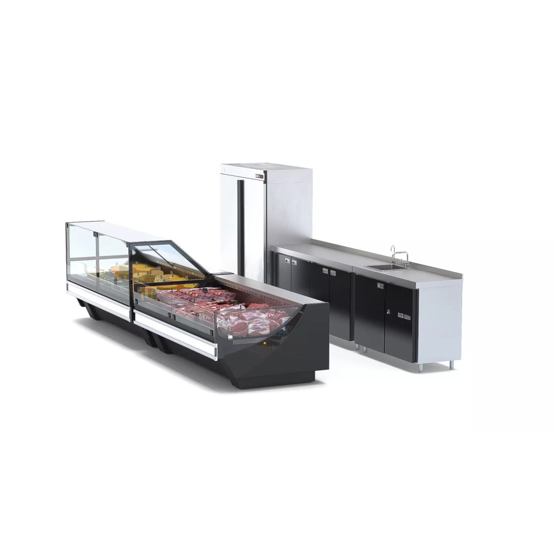 Grocery Store Showcases 3D Model – Supermarket Display Set, FBX, OBJ - View 2