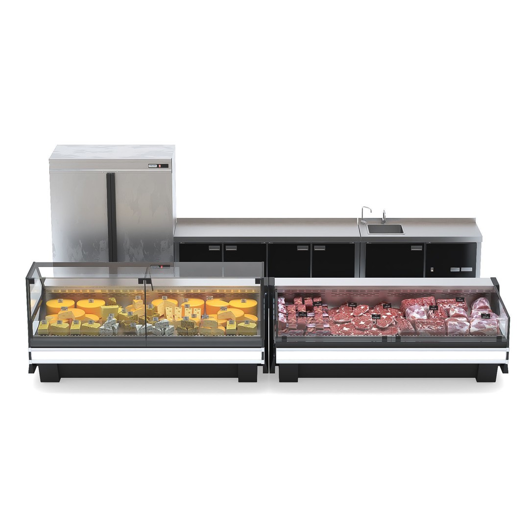 Grocery Store Showcases 3D Model – Supermarket Display Set, FBX, OBJ - View 4