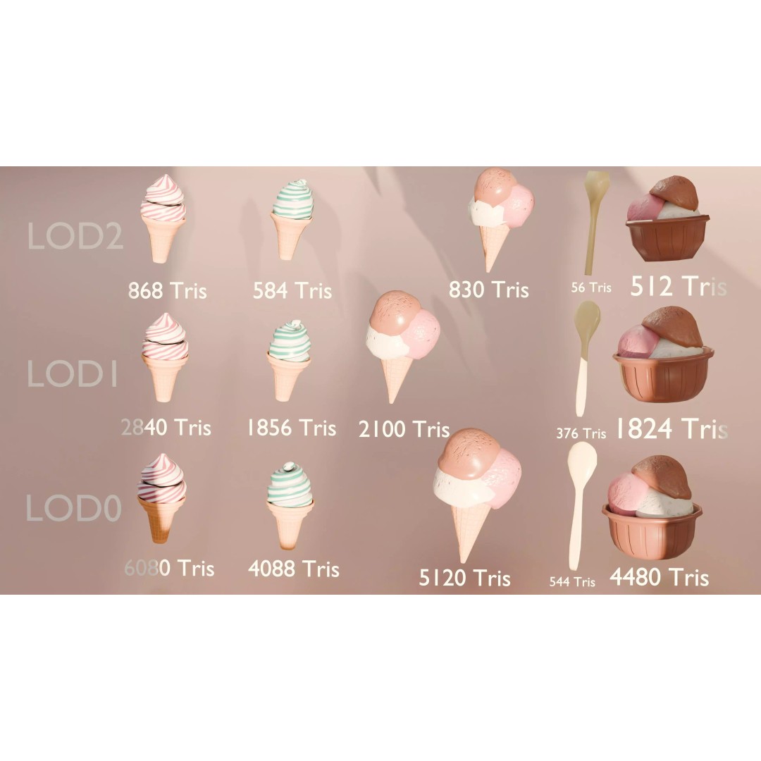 Modular Ice Cream Pack 3D Model – Low Poly Game Ready, FBX - View 14