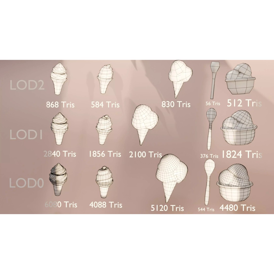 Modular Ice Cream Pack 3D Model – Low Poly Game Ready, FBX - View 15