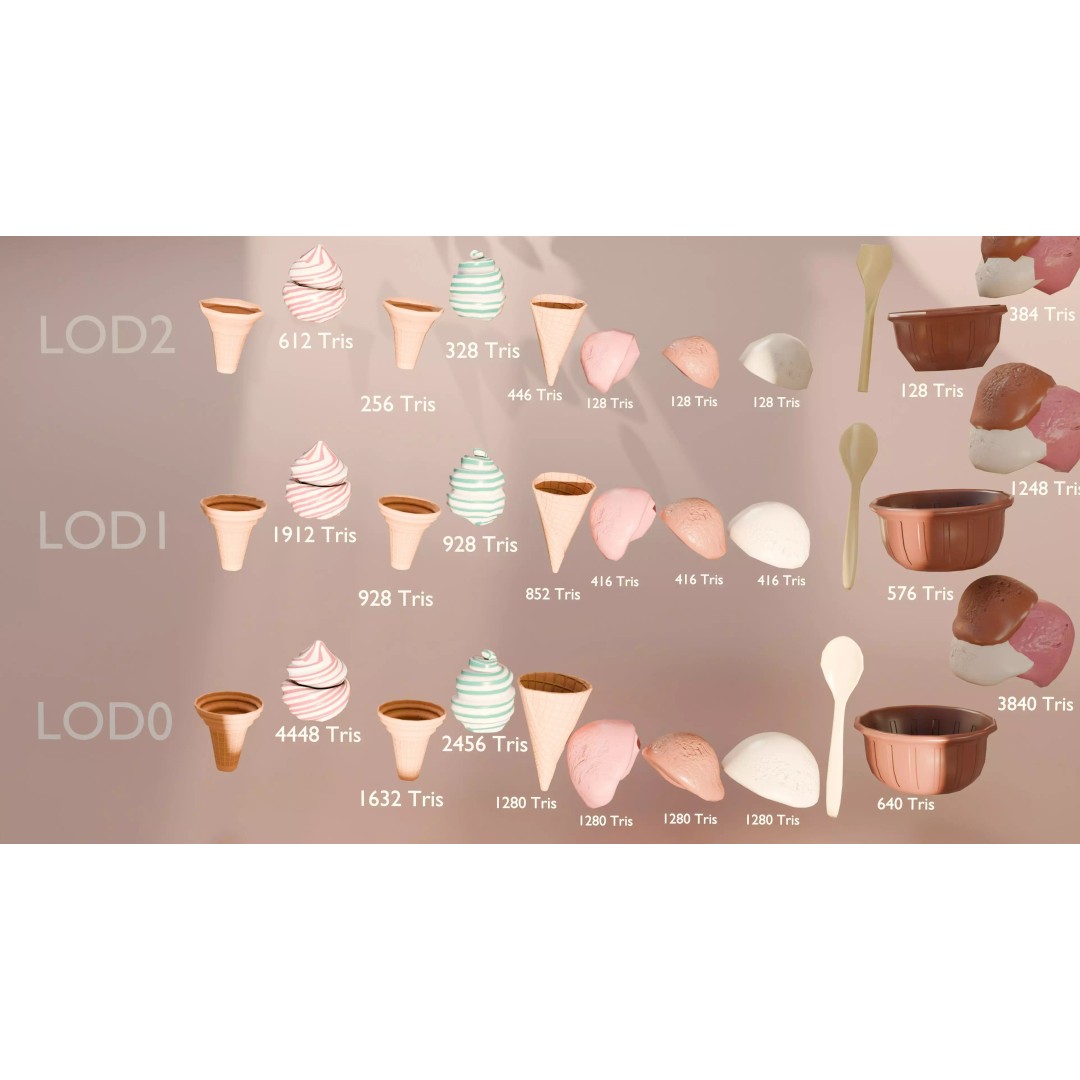 Modular Ice Cream Pack 3D Model – Low Poly Game Ready, FBX - View 16
