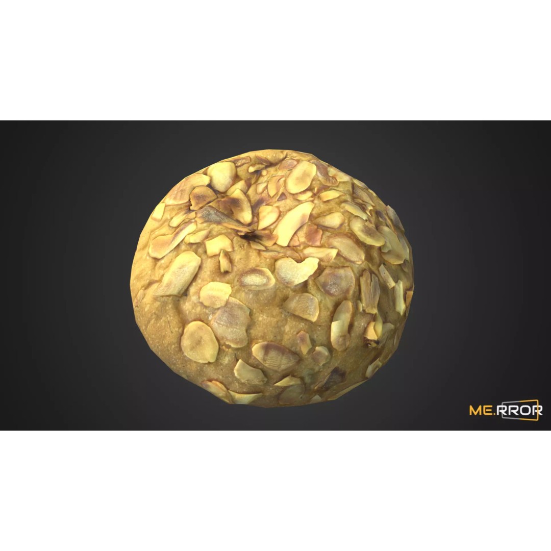 Almond Bread 3D Model – Low Poly Game-Ready Asset, FBX & OBJ - View 2