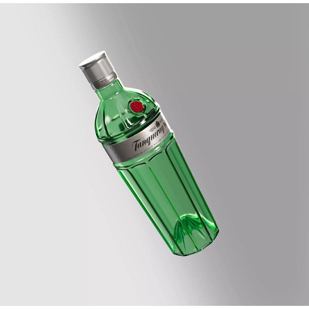 Tanqueray Ten 3D Model – Old Design Gin Bottle, PBR Textures