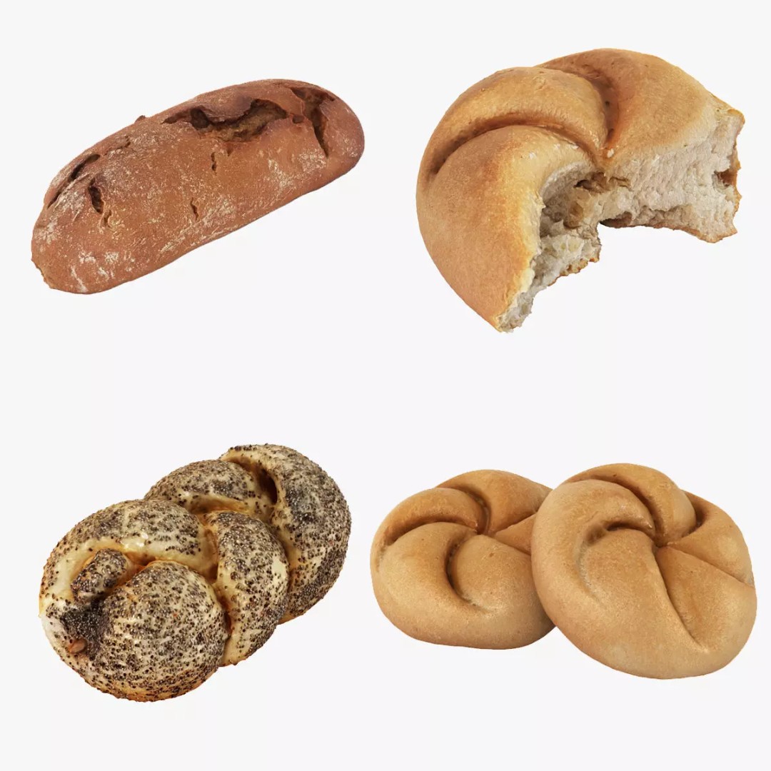 Bun Collection 3D Model – High Poly Bakery Asset, FBX & OBJ - View 2