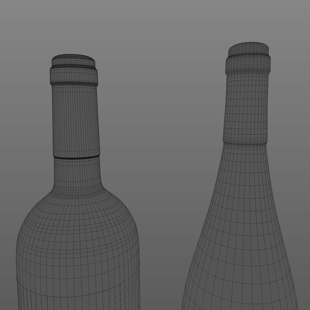 Wine Bottles 3D Model – Realistic Glass Beverage Asset, FBX, OBJ