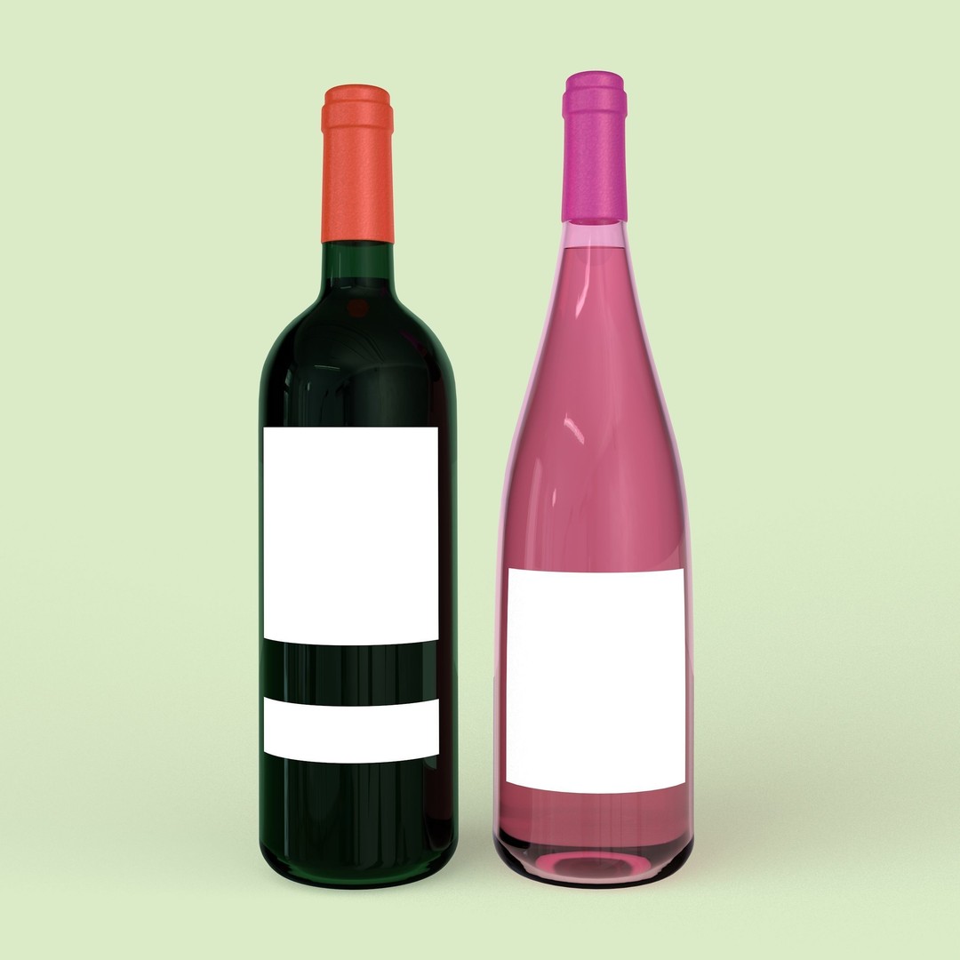 Wine Bottles 3D Model – Realistic Glass Beverage Asset, FBX, OBJ - View 5