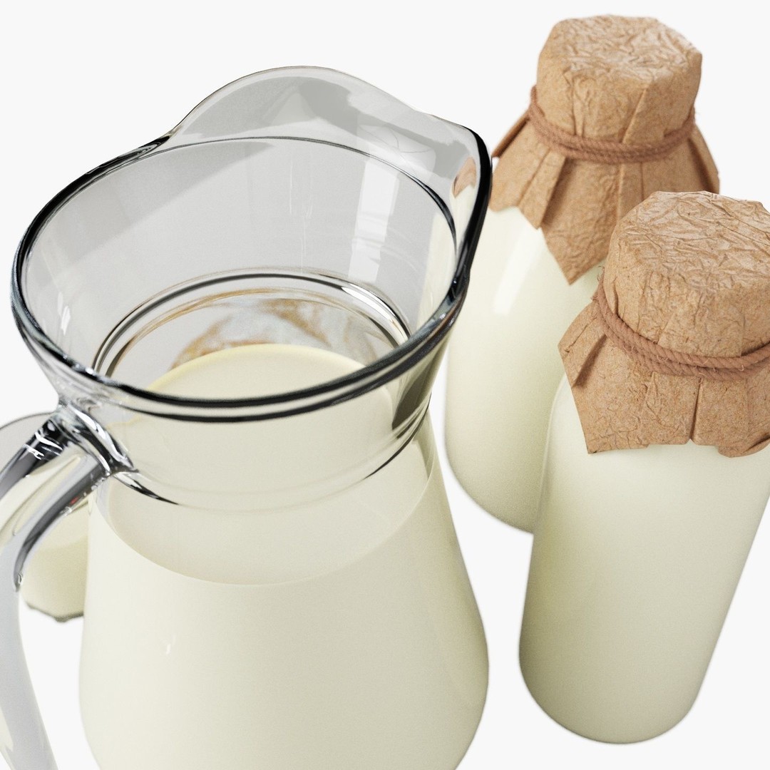 Milk with Village Bread 3D Model – High Poly Food Asset, FBX - View 4