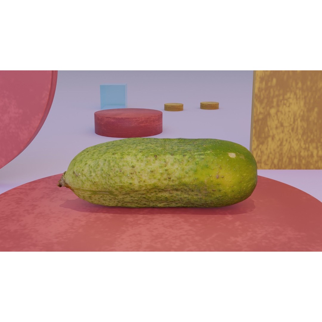 Cucumber 3D Model – Low Poly Photorealistic Vegetable, FBX, OBJ - View 3