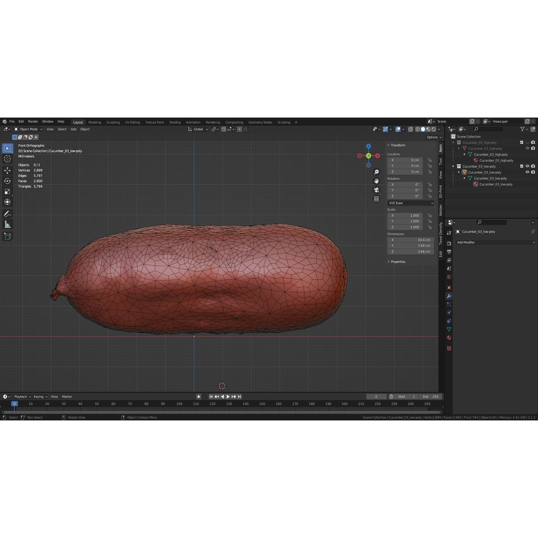 Cucumber 3D Model – Low Poly Photorealistic Vegetable, FBX, OBJ - View 38
