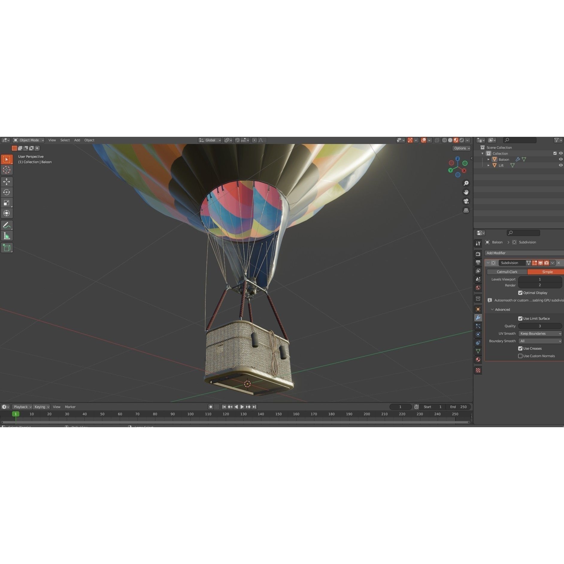 Hot Air Balloons - Low-Poly Game-Ready 3D Model - View 21