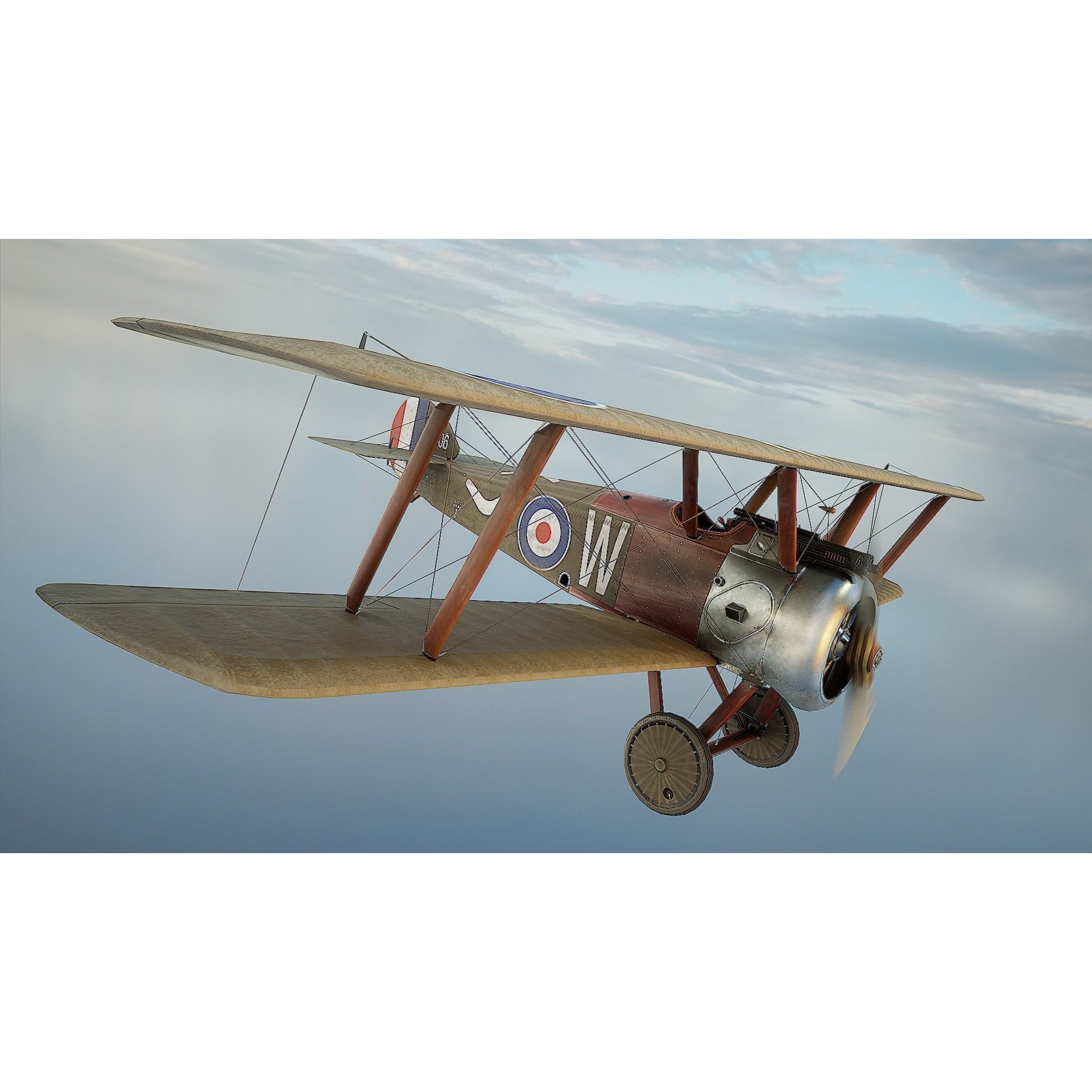 Sopwith Camel - Low-Poly Game-Ready 3D Model - View 11