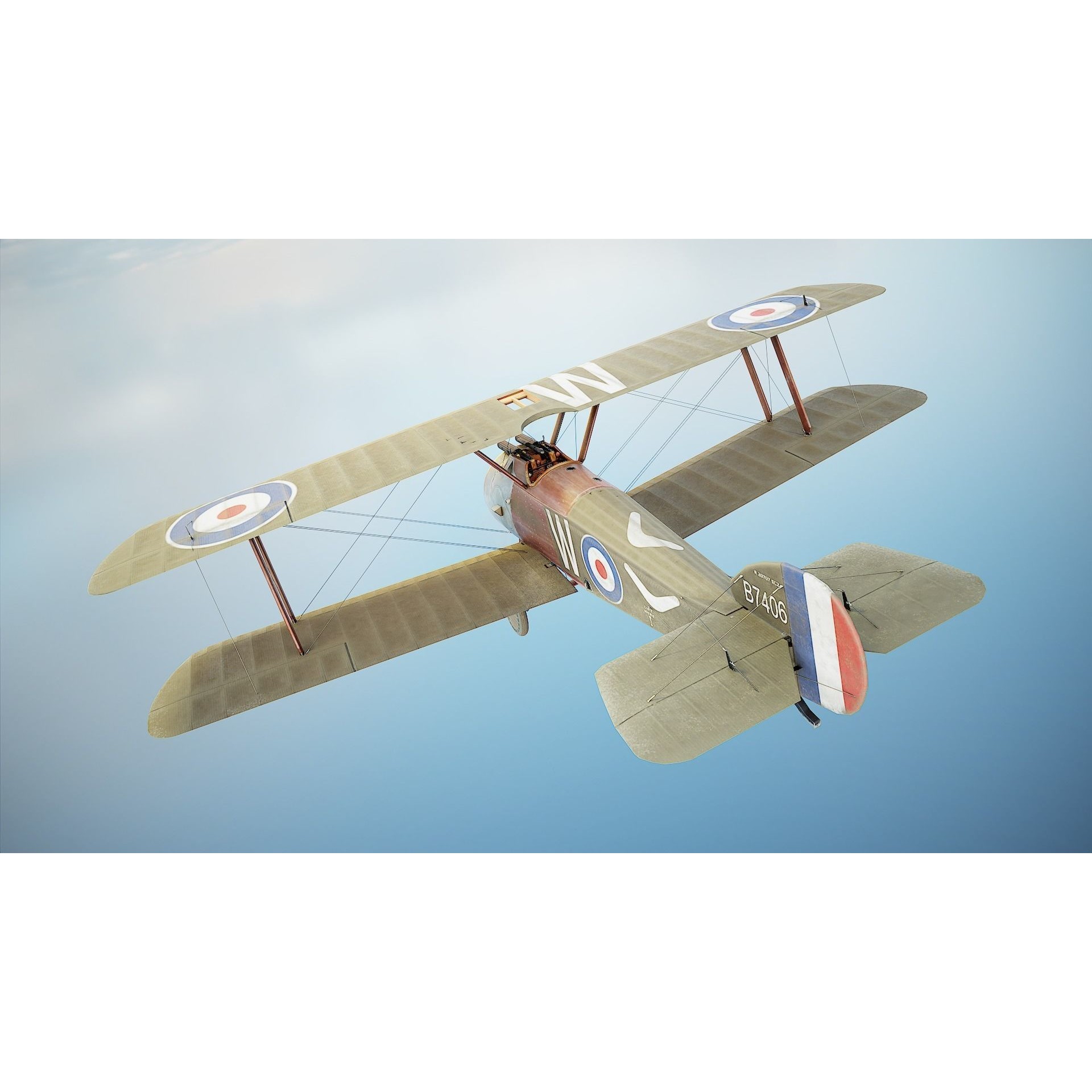 Sopwith Camel - Low-Poly Game-Ready 3D Model - View 12