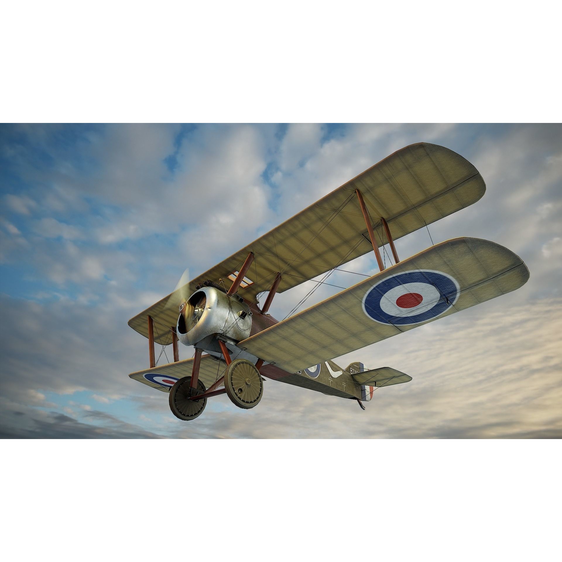 Sopwith Camel - Low-Poly Game-Ready 3D Model - View 9