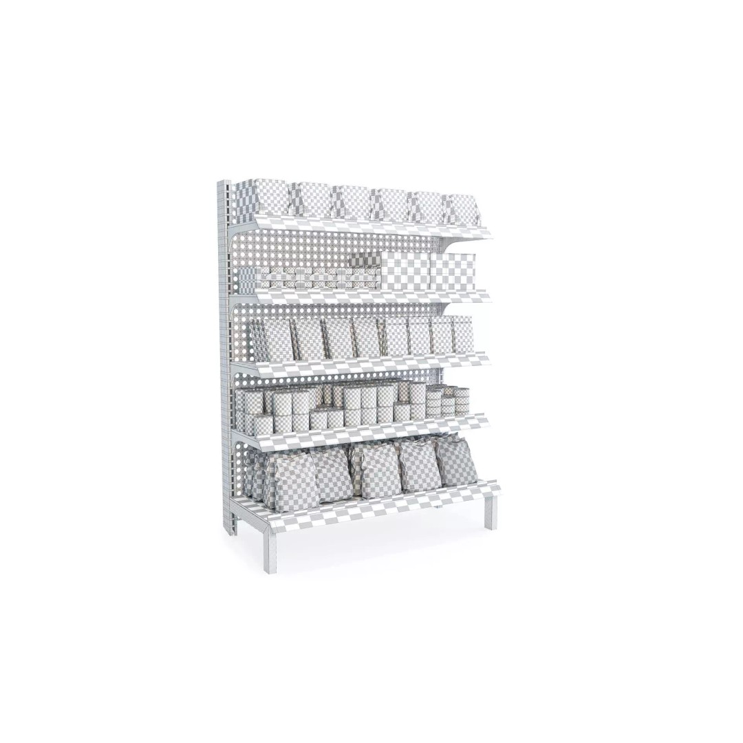 Pet Food Retail Shelf Stand 3D Model – Modern Display for Supermarkets