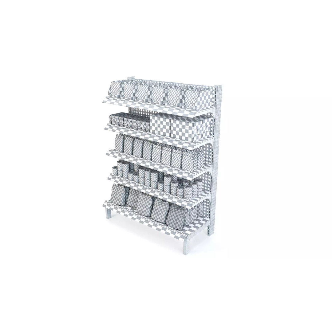 Pet Food Retail Shelf Stand 3D Model – Modern Display for Supermarkets - View 7