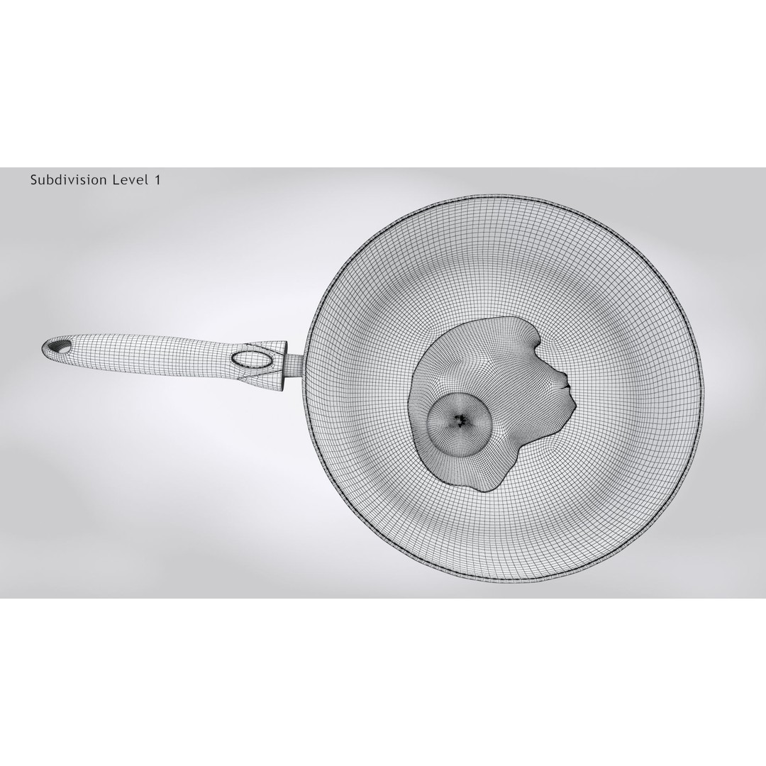 Pan 3D Model – Low Poly Kitchen Utensil with Fried Egg, FBX