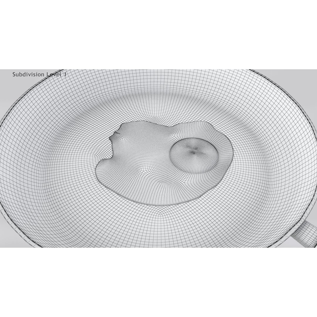 Pan 3D Model – Low Poly Kitchen Utensil with Fried Egg, FBX - View 14