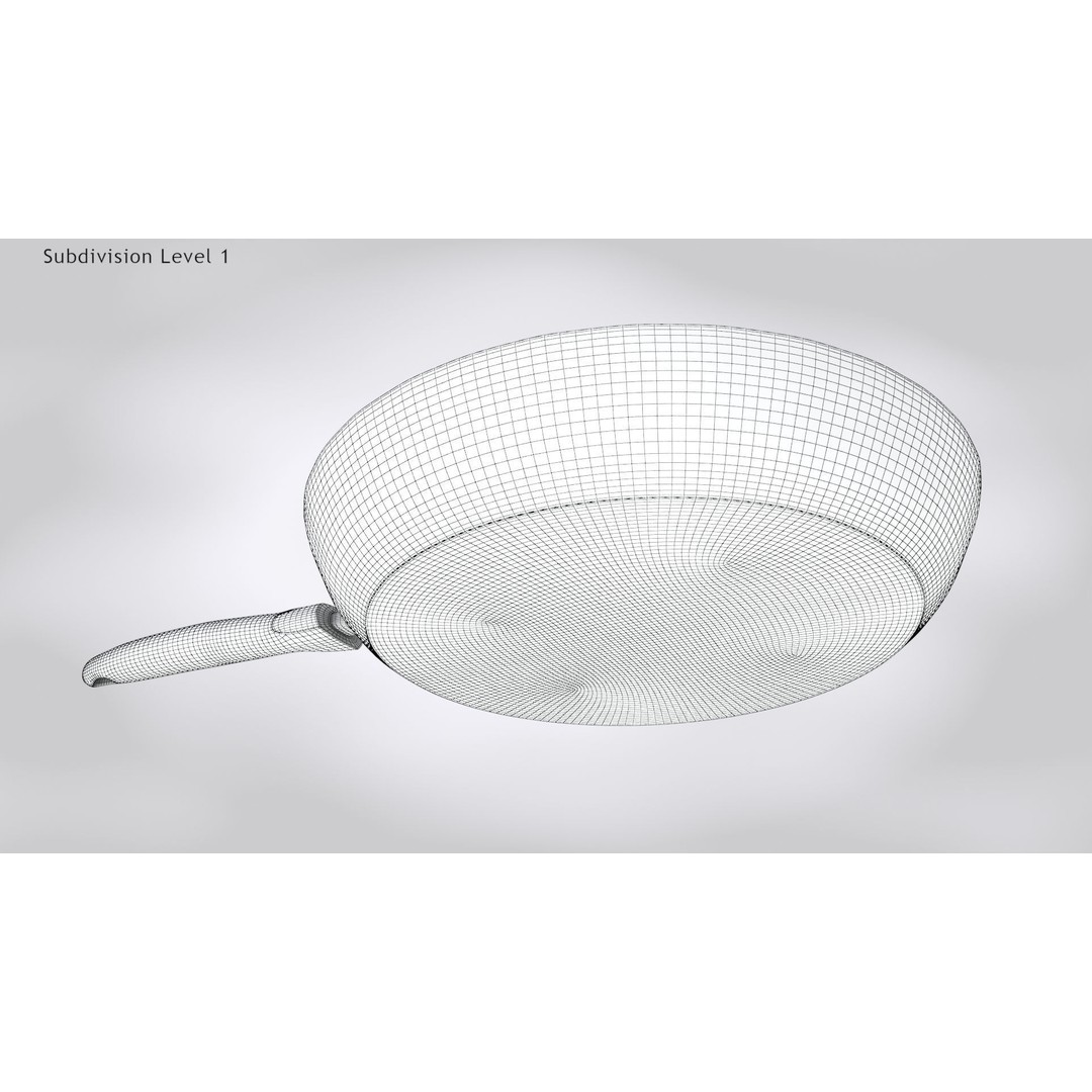 Pan 3D Model – Low Poly Kitchen Utensil with Fried Egg, FBX - View 16