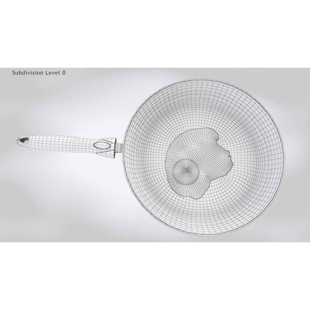 Pan 3D Model – Low Poly Kitchen Utensil with Fried Egg, FBX - View 17