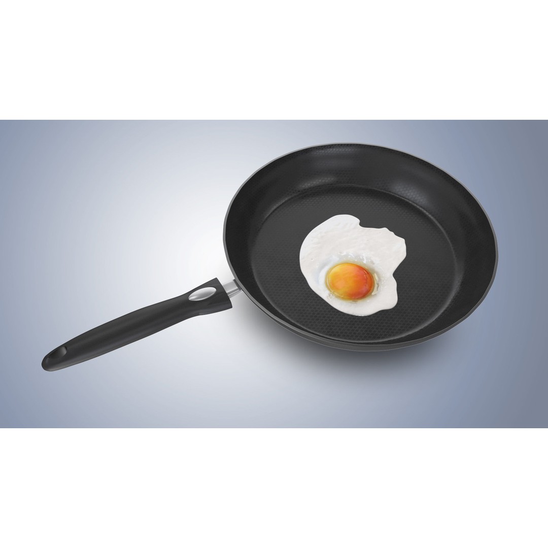 Pan 3D Model – Low Poly Kitchen Utensil with Fried Egg, FBX - View 3