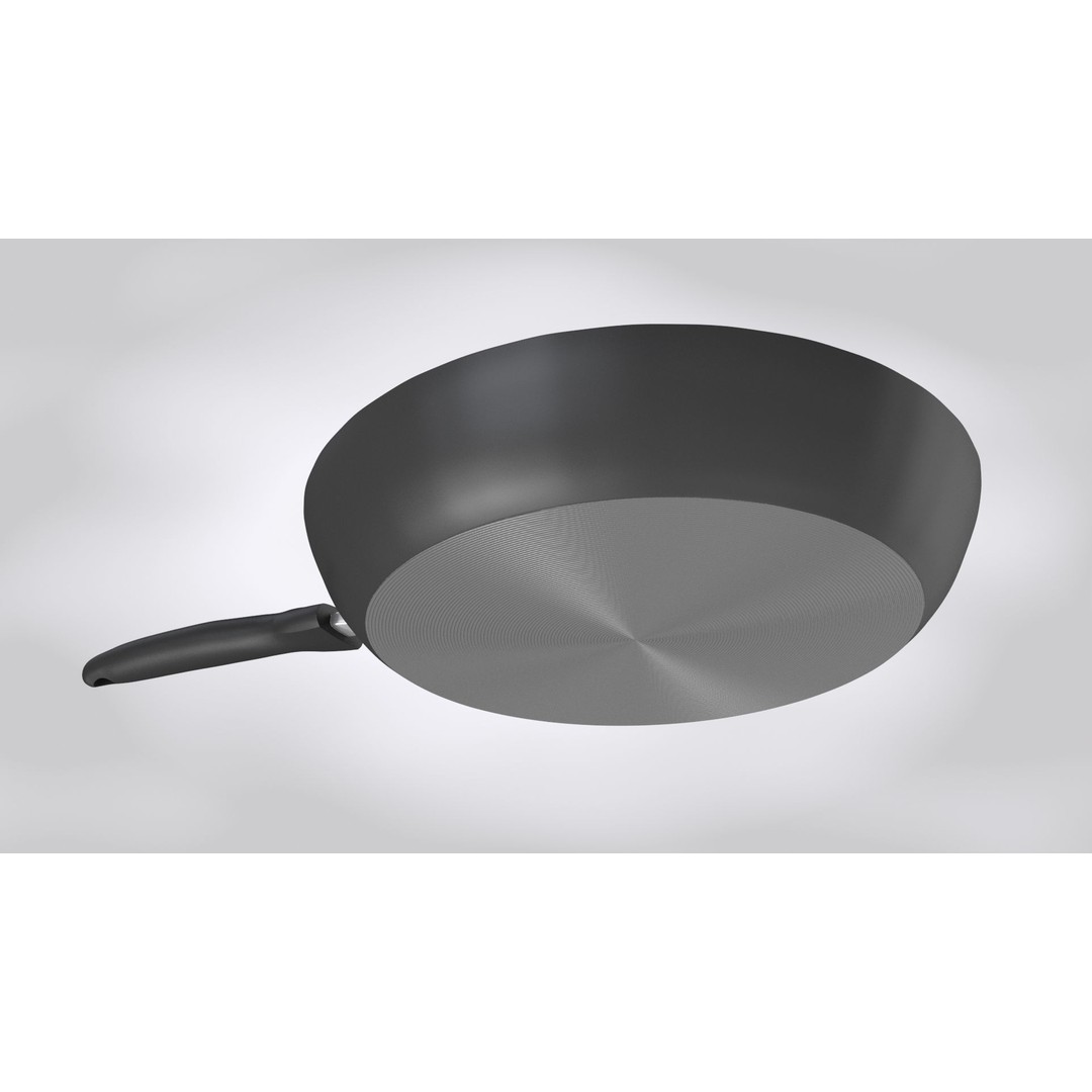 Pan 3D Model – Low Poly Kitchen Utensil with Fried Egg, FBX - View 5