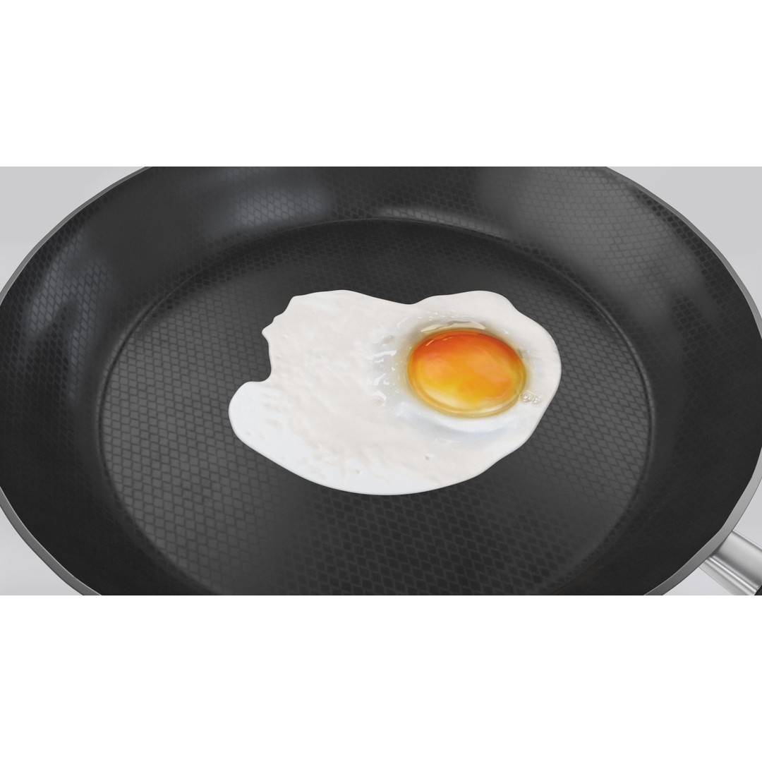 Pan 3D Model – Low Poly Kitchen Utensil with Fried Egg, FBX - View 8