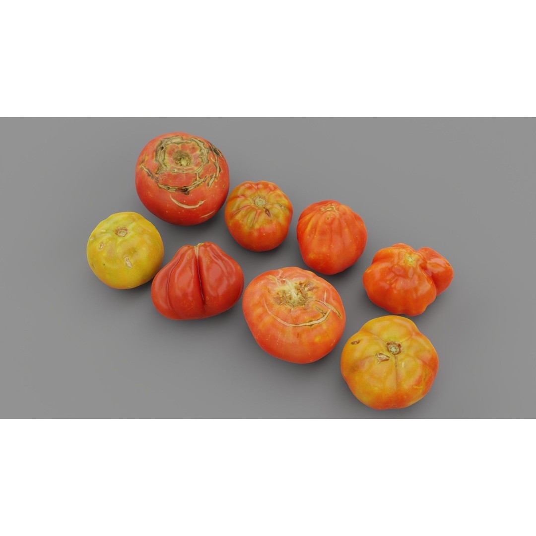 Tomatoes Collection 3D Model – High Poly Photorealistic Asset, FBX, OBJ - View 7