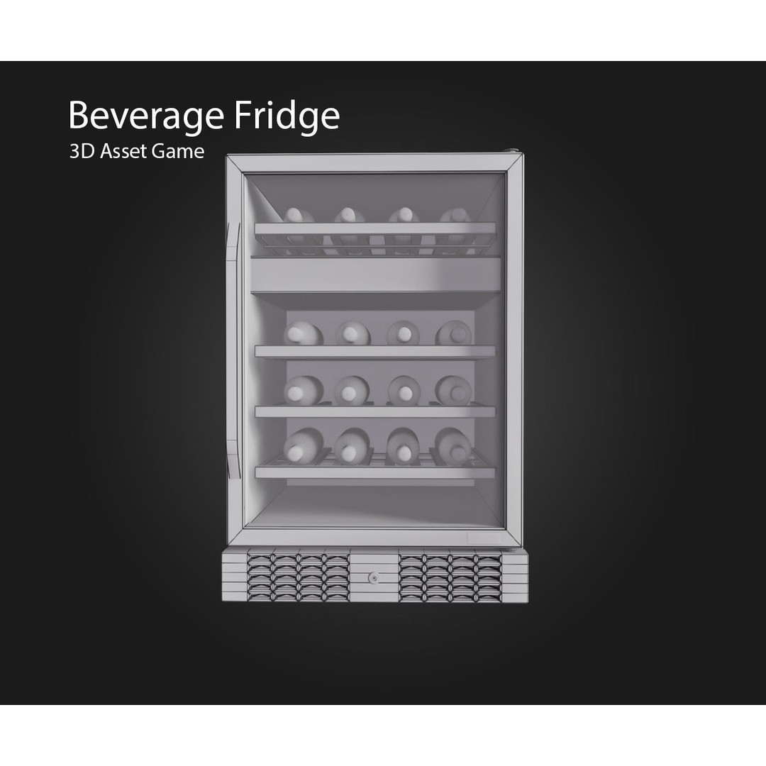 Beverage Fridge 3D Model – Low Poly Game Asset, FBX, OBJ, Blender