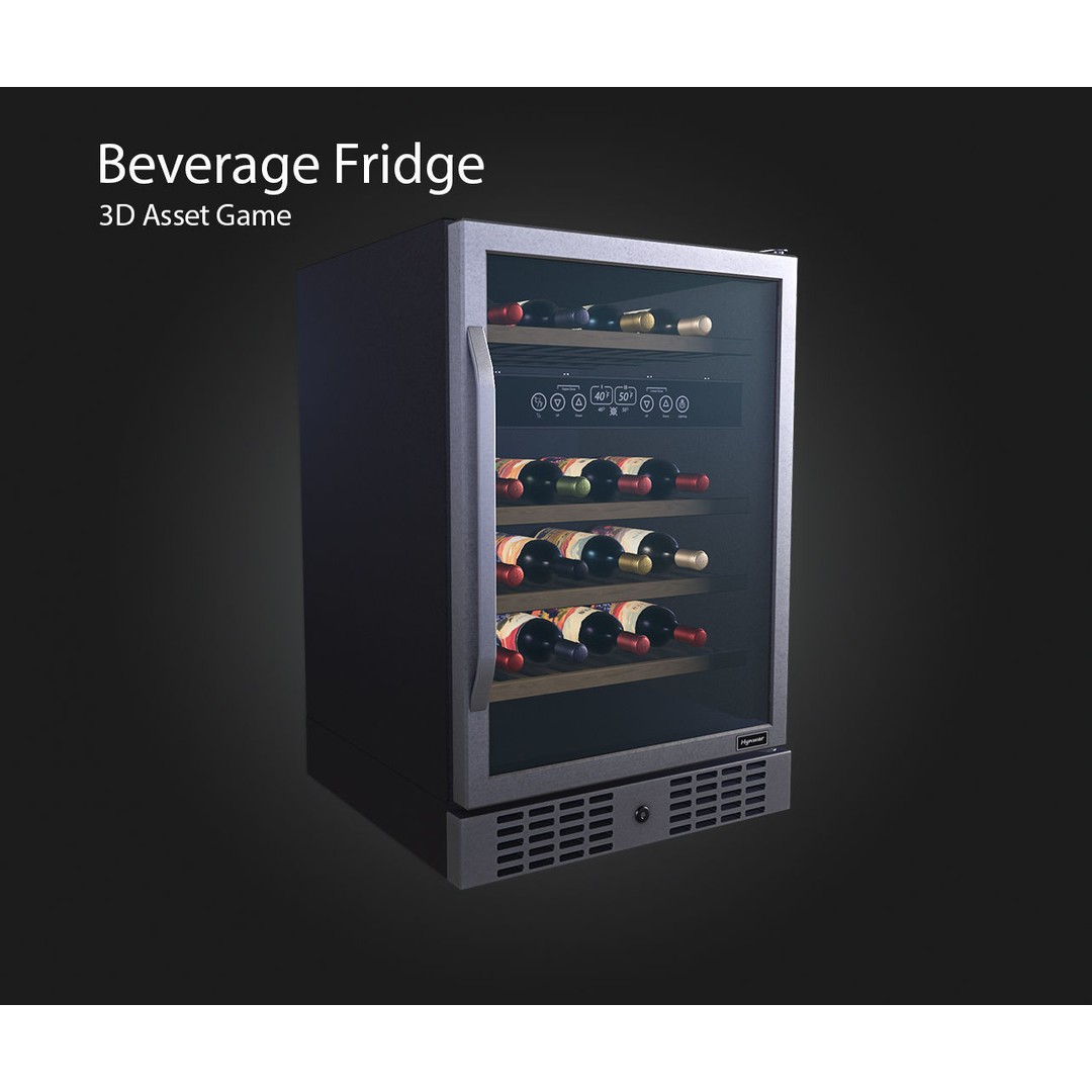 Beverage Fridge 3D Model – Low Poly Game Asset, FBX, OBJ, Blender - View 3