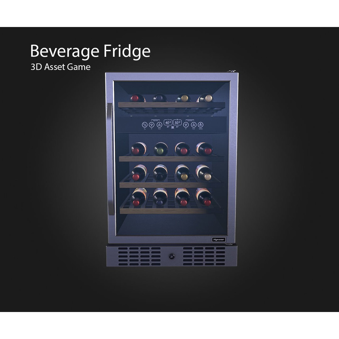 Beverage Fridge 3D Model – Low Poly Game Asset, FBX, OBJ, Blender - View 4
