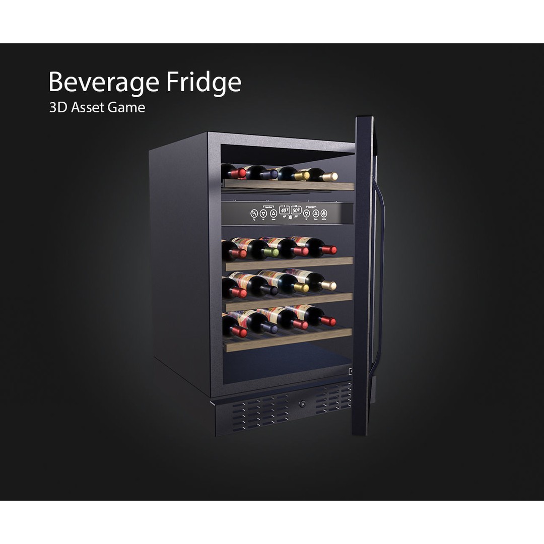 Beverage Fridge 3D Model – Low Poly Game Asset, FBX, OBJ, Blender - View 9