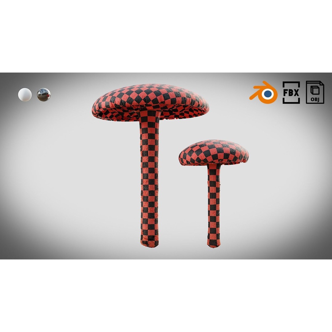 Mushrooms 3D Model – Low Poly PBR Asset with 4K Textures - View 15
