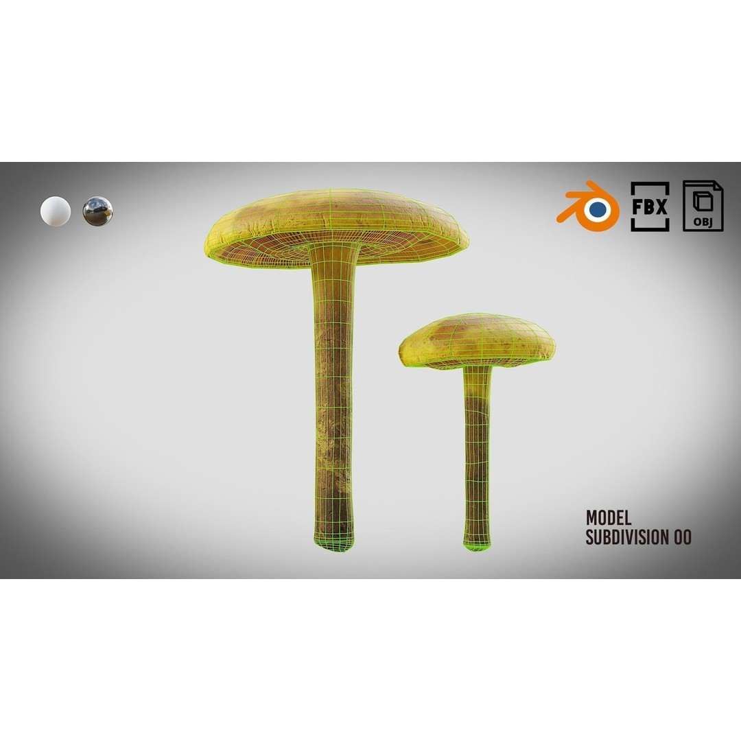 Mushrooms 3D Model – Low Poly PBR Asset with 4K Textures - View 16