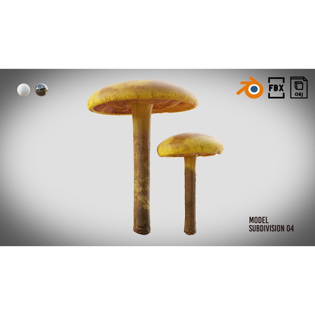 Mushrooms 3D Model – Low Poly PBR Asset with 4K Textures - View 5