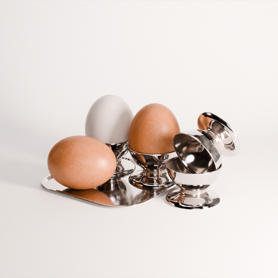 Egg Set 01 3D Model – Low Poly Realistic Food Asset, PBR Textures - View 6