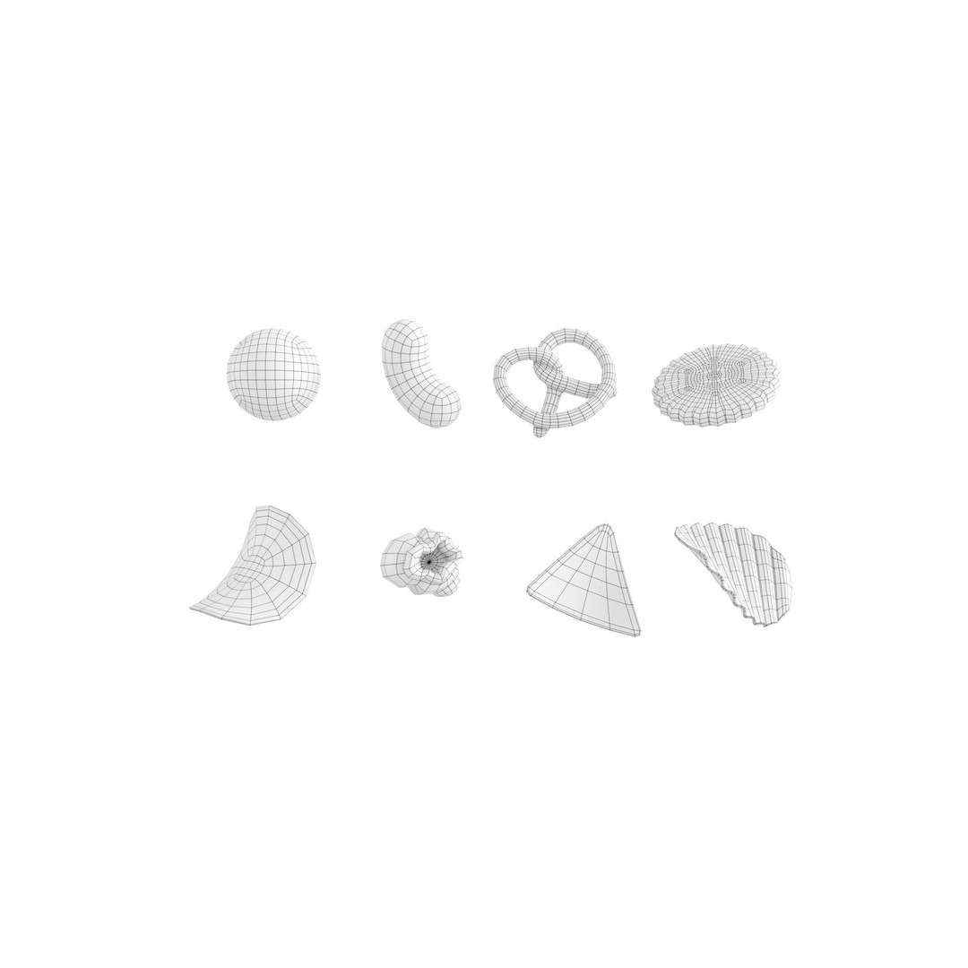 Snack Pack 3D Model – Low Poly Food Collection, FBX, OBJ