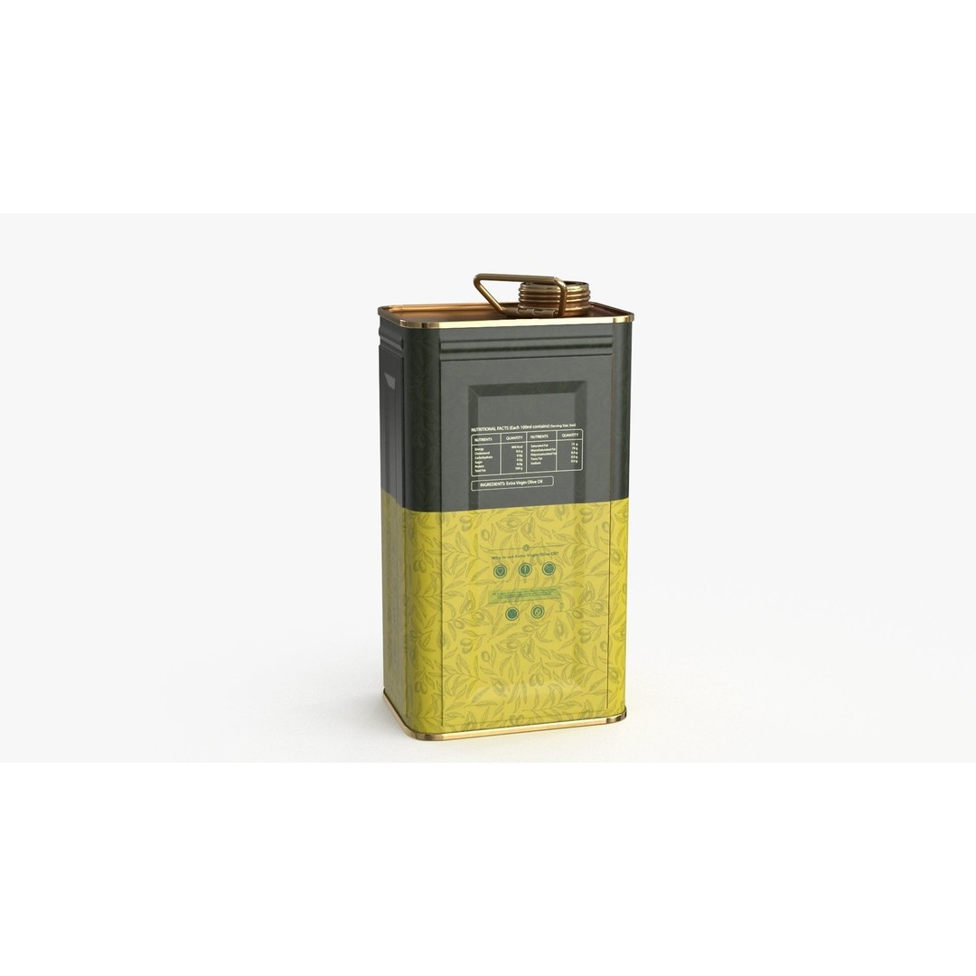 Olive Oil Can 3D Model – Low Poly PBR Asset for Games, FBX - View 12