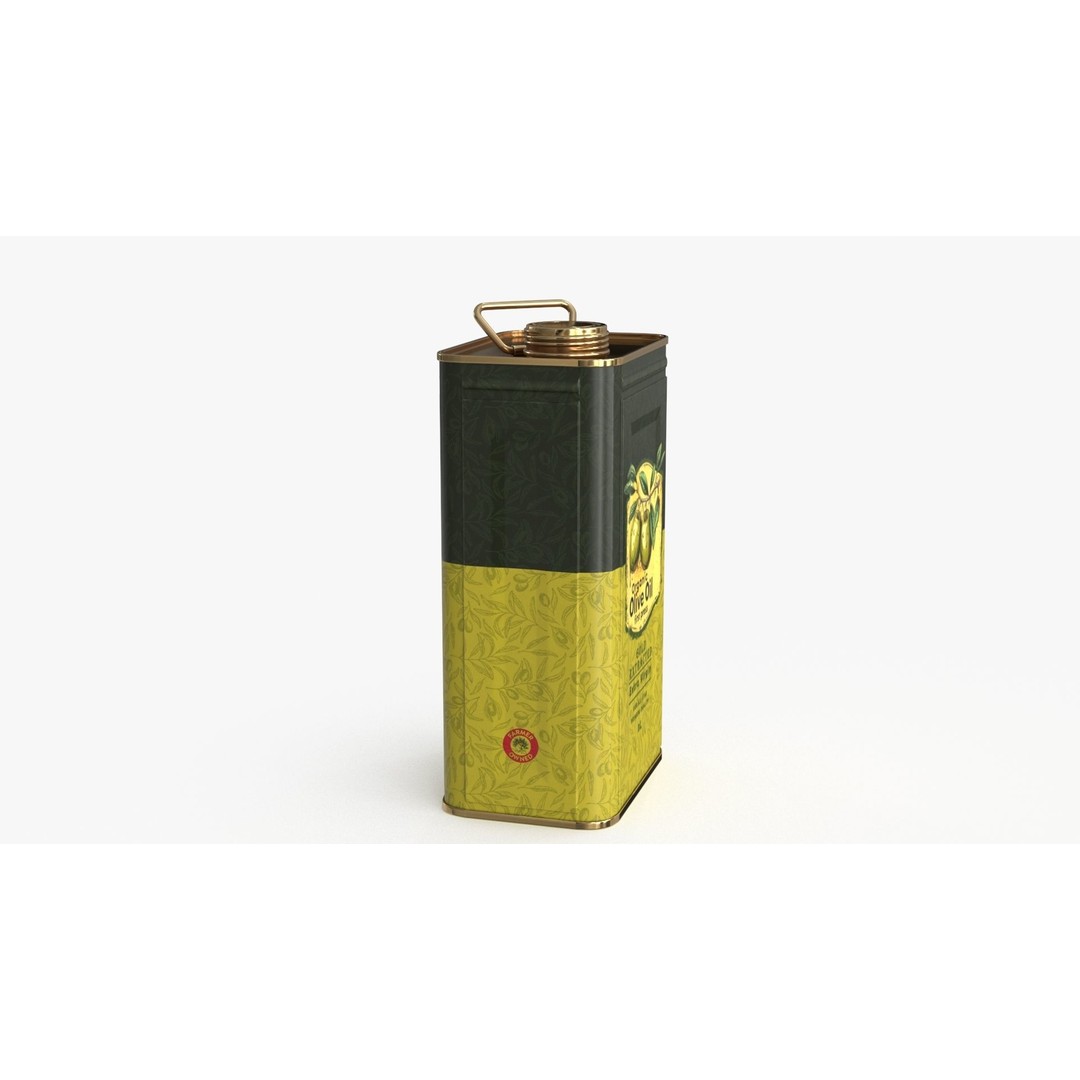 Olive Oil Can 3D Model – Low Poly PBR Asset for Games, FBX - View 14