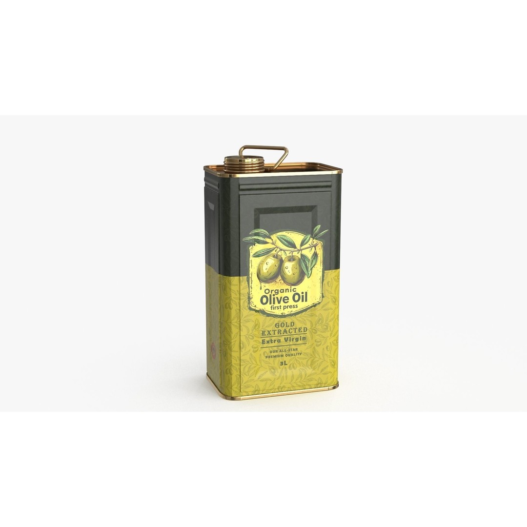Olive Oil Can 3D Model – Low Poly PBR Asset for Games, FBX - View 15