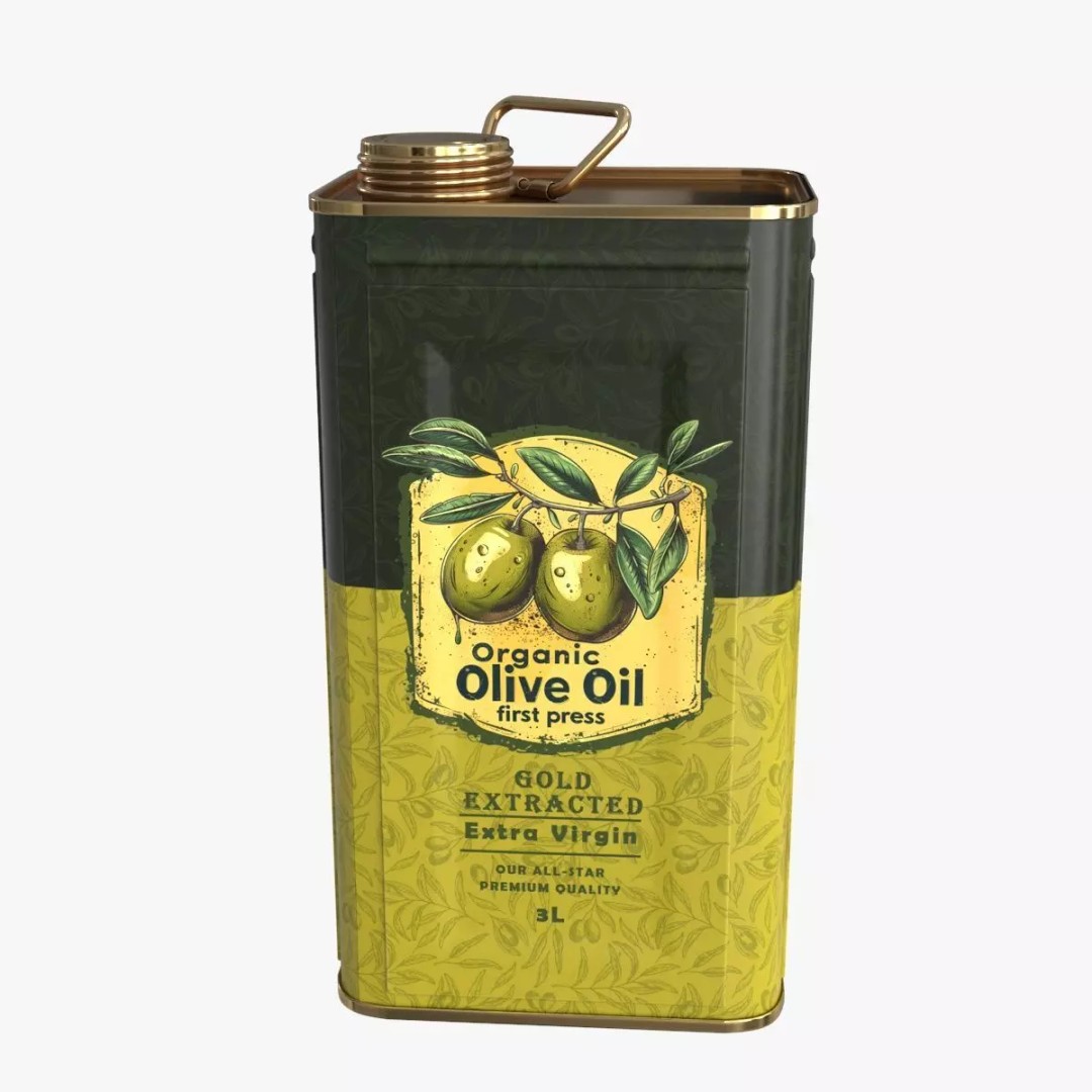 Olive Oil Can 3D Model – Low Poly PBR Asset for Games, FBX - View 2