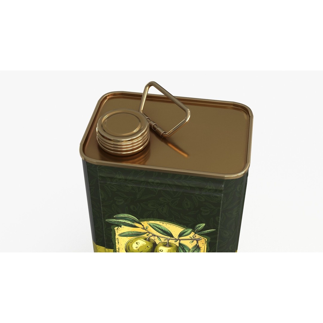 Olive Oil Can 3D Model – Low Poly PBR Asset for Games, FBX - View 4