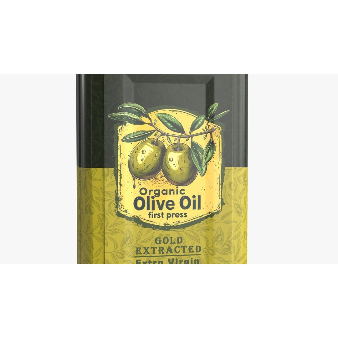 Olive Oil Can 3D Model – Low Poly PBR Asset for Games, FBX - View 5