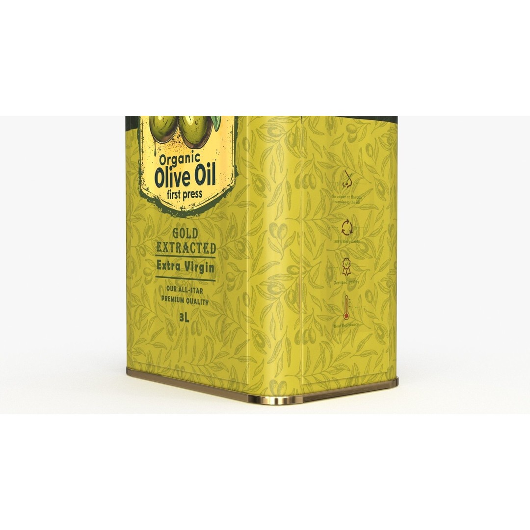 Olive Oil Can 3D Model – Low Poly PBR Asset for Games, FBX - View 6