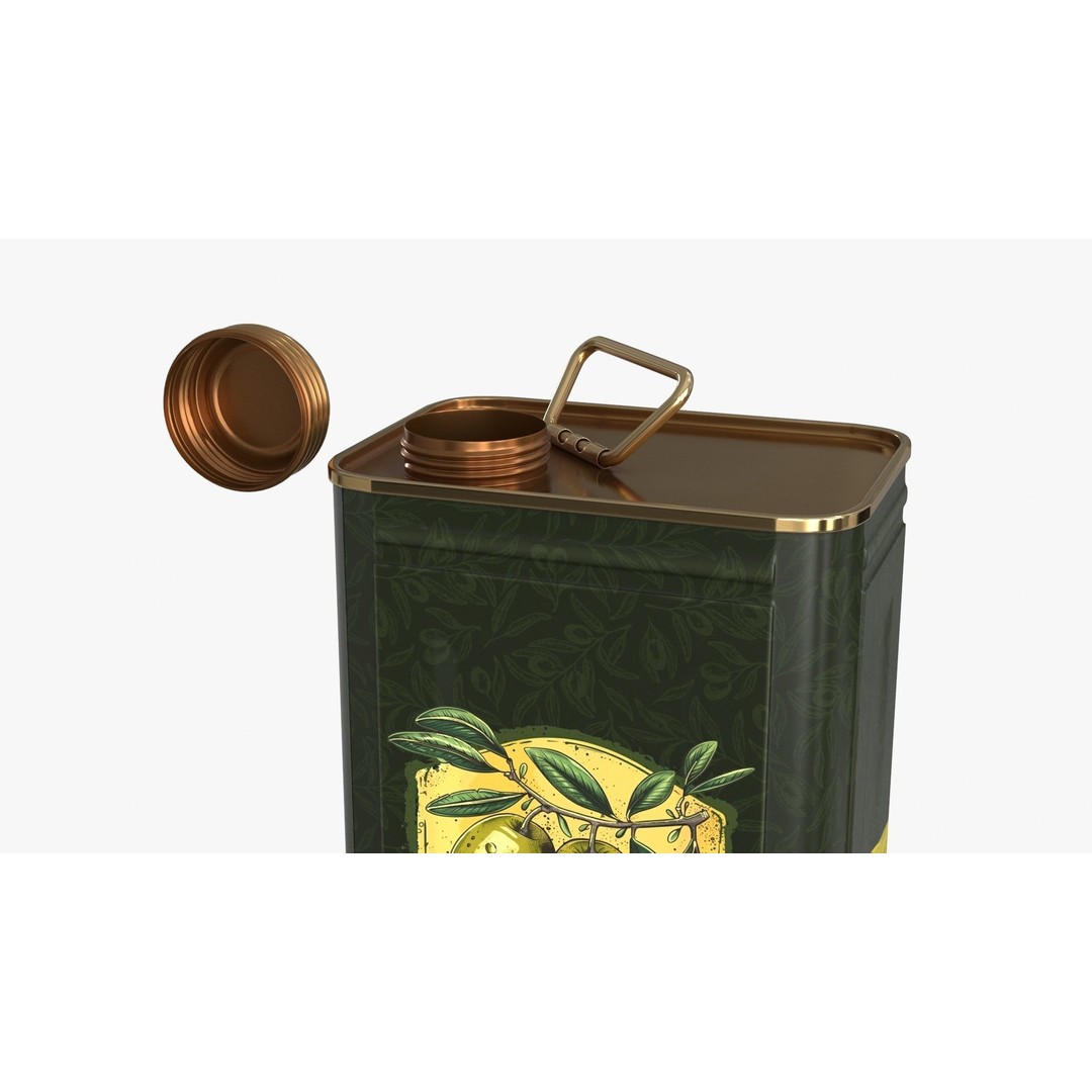 Olive Oil Can 3D Model – Low Poly PBR Asset for Games, FBX - View 7