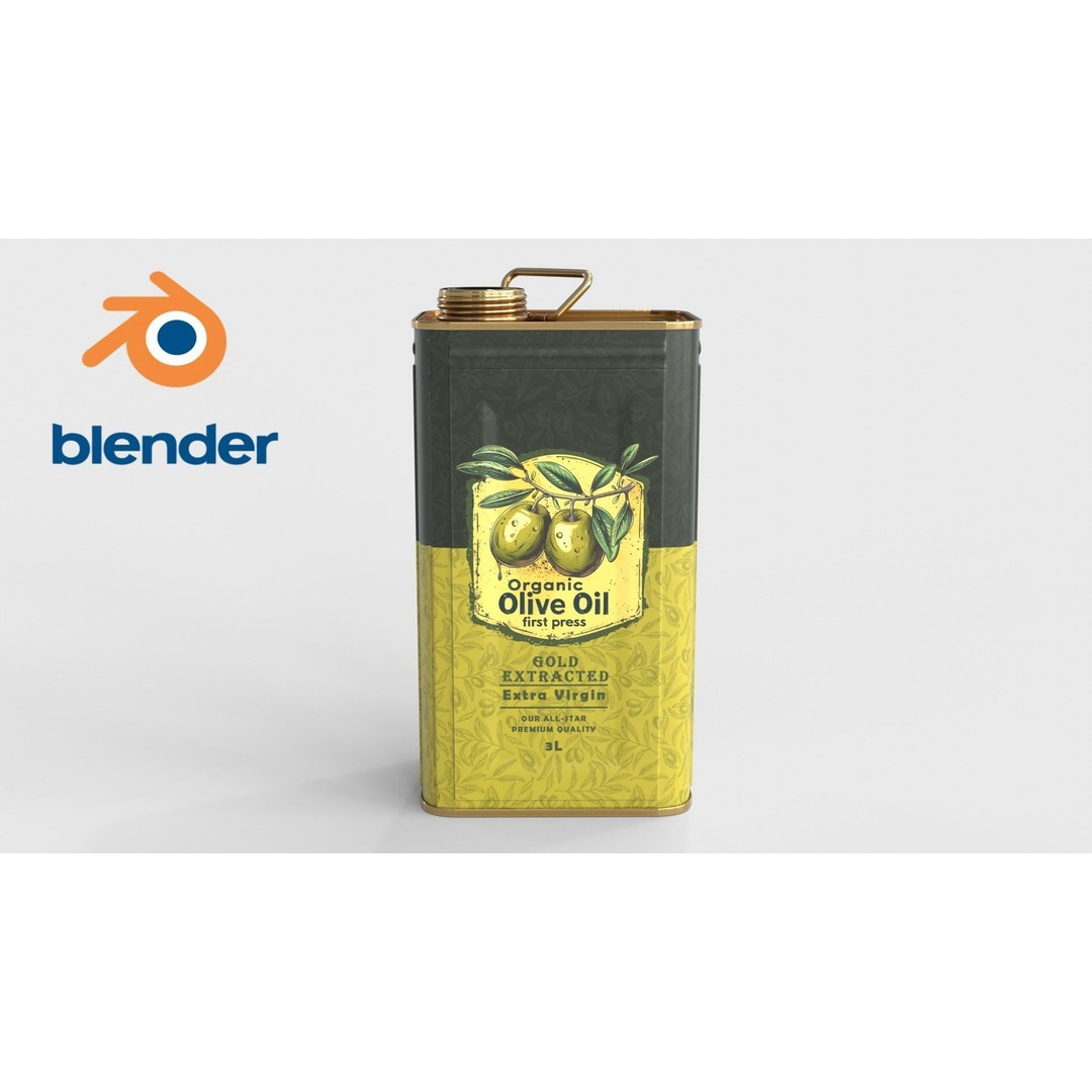 Olive Oil Can 3D Model – Low Poly PBR Asset for Games, FBX - View 8