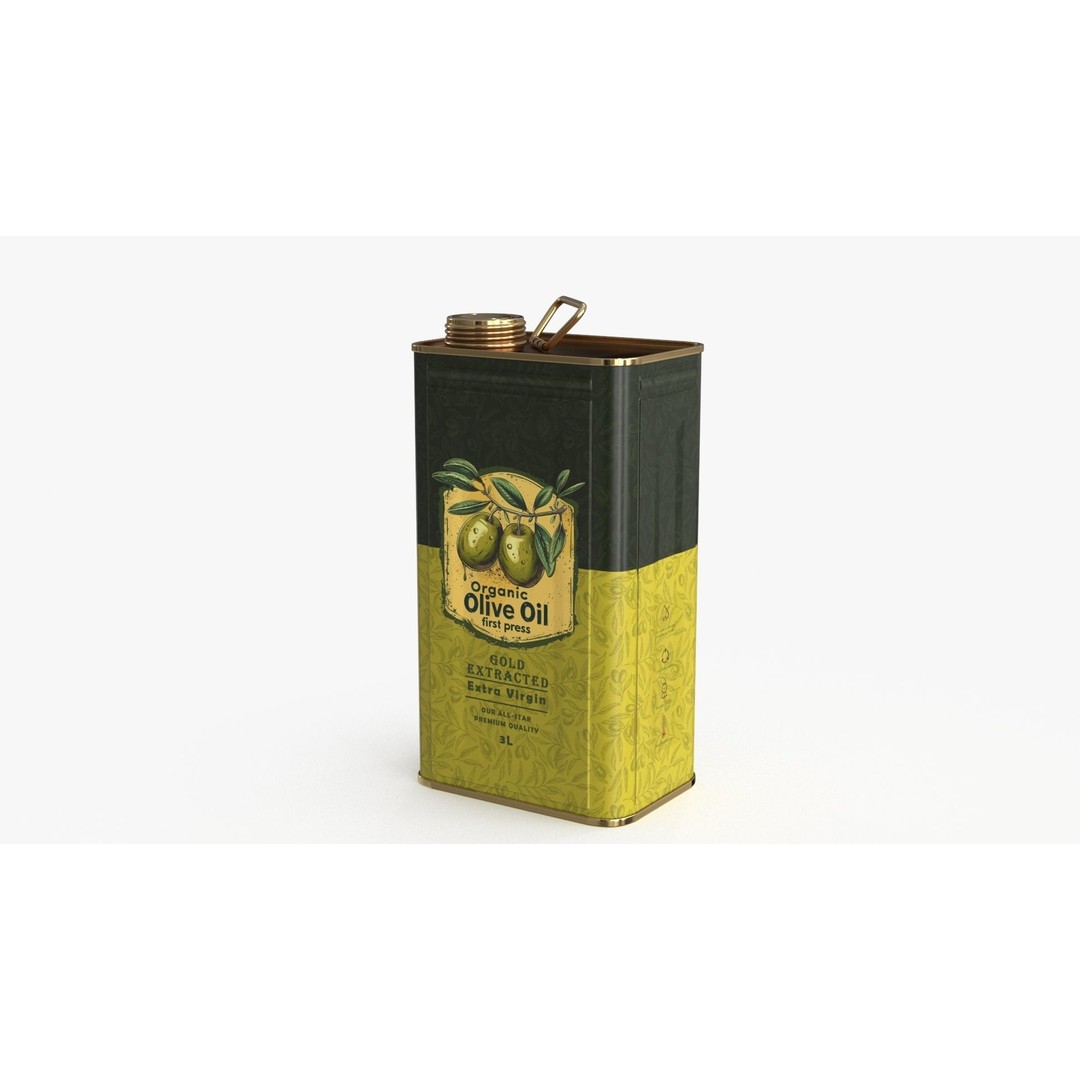 Olive Oil Can 3D Model – Low Poly PBR Asset for Games, FBX - View 9